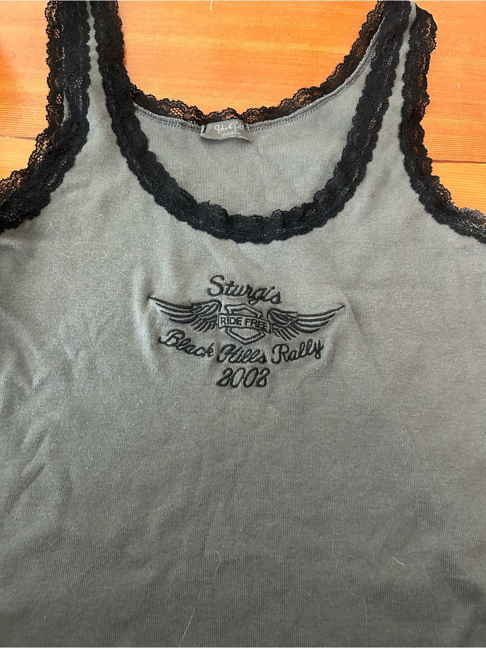 Brandy Melville Gray Tank Top with Black Lace Trim